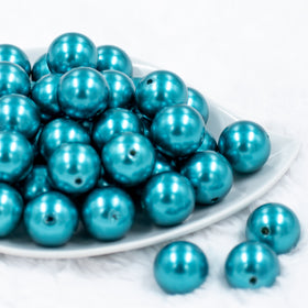 20mm Teal Blue Faux Pearl Acrylic Bubblegum Beads