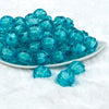 Front view of a pile of 20mm Sky Blue Transparent Pumpkin Shaped Bubblegum Beads
