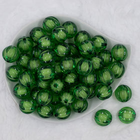 20mm Green Transparent Pumpkin Shaped Bubblegum Bead