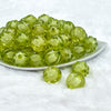 front view of a pile of 20mm Lime Green Transparent Pumpkin Shaped Bubblegum Beads
