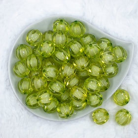 20mm Lime Green Transparent Pumpkin Shaped Bubblegum Beads