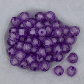 20mm Light Purple Transparent Pumpkin Shaped Bubblegum Beads