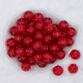 20mm Red Transparent Pumpkin Shaped Bubblegum Beads