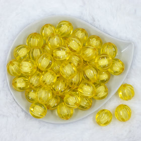 20mm Yellow Transparent Pumpkin Shaped Bubblegum Beads