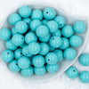 top view of a pile of 20mm Turquoise Blue Solid Chunky Bubblegum Beads