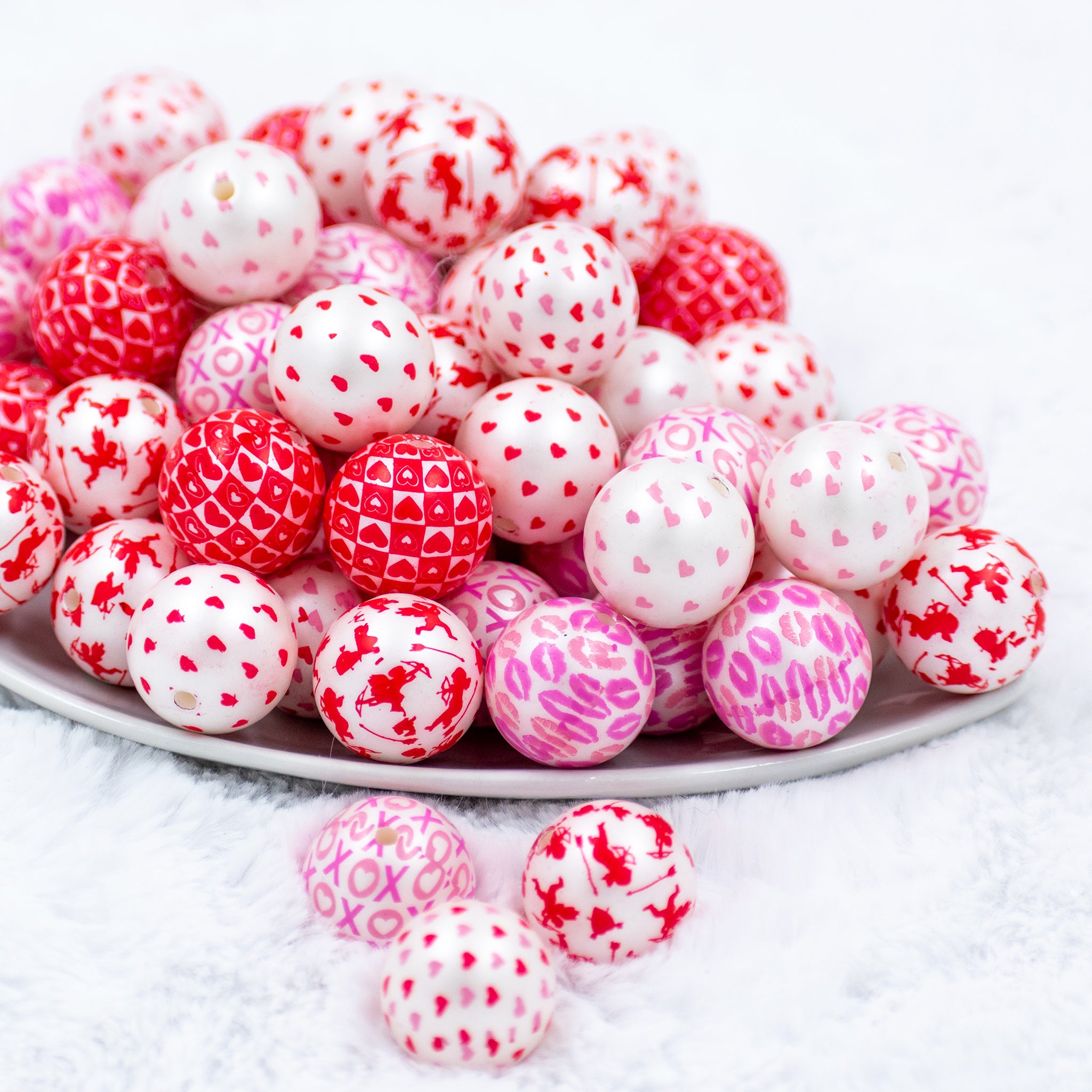 20mm Valentine / Love Mix Acrylic Bubblegum Beads