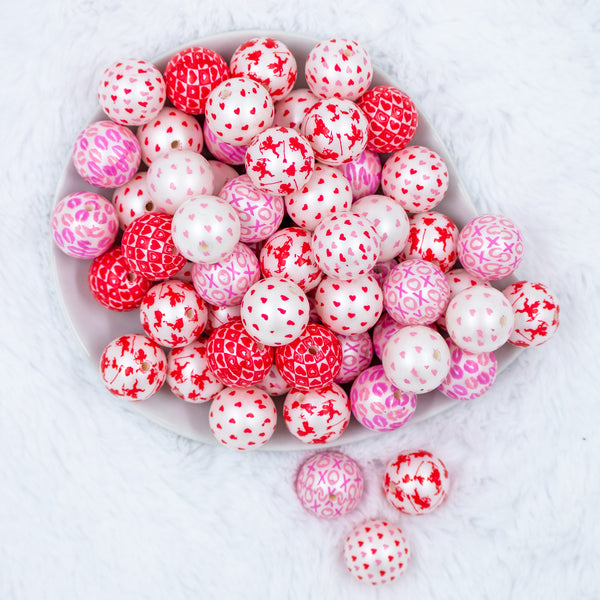 20mm Valentine / Love Mix Acrylic Bubblegum Beads