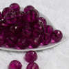 Front view of a pile of 20mm Violet Purple Transparent Disco Faceted Bubblegum Beads