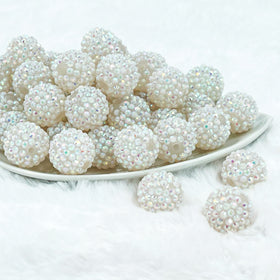 20mm White Shine Rhinestone AB Bubblegum Beads