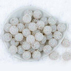 20mm White Shine Rhinestone AB Bubblegum Beads