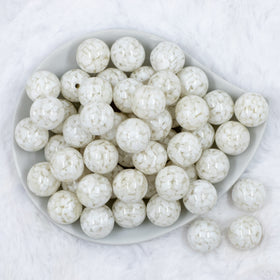 20mm White Tablet Acrylic Bubblegum Beads