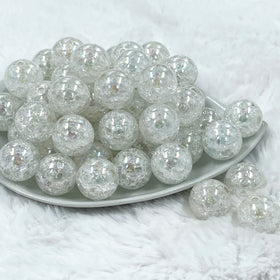 20mm White Crackle AB Bubblegum Beads