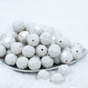 front view of a pile of 20mm White Faceted Bubblegum Beads