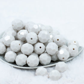 20mm White Faceted Bubblegum Beads