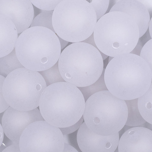 close up view of a pile of 20mm White Frosted Bubblegum Beads
