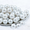 front view of a pile of 20mm White Faux Pearl Bubblegum Beads