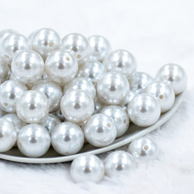 20mm White Faux Pearl Bubblegum Beads