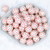 top view of a pile of 20mm White with Red Hearts Chunky Acrylic Bubblegum Beads