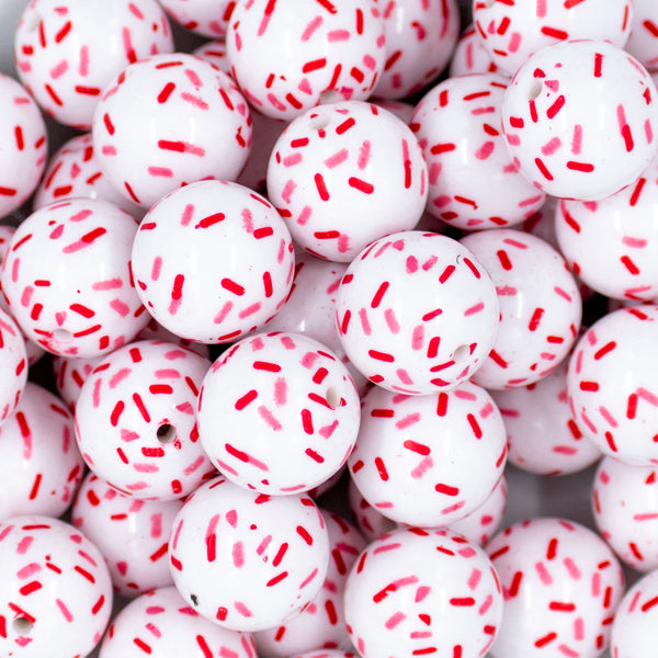 20mm Red, White & Pink Sprinkles Bubblegum Beads