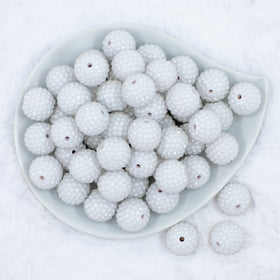 20mm White Rhinestone Bubblegum Beads