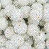 close-up view of a pile of 20mm White Sparkle Rhinestone AB Chunky Bubblegum Beads