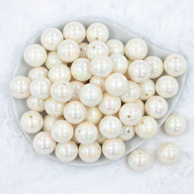 20mm White Solid AB Acrylic Bubblegum Beads