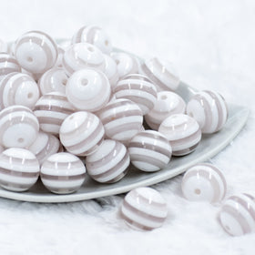 20mm Clear with White Stripes Bubblegum Beads