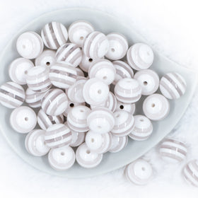 20mm Clear with White Stripes Bubblegum Beads