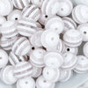 close up view of 20mm Clear with White Stripes Chunky Bubblegum Bead