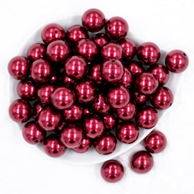 20mm Wine Red Faux Pearl Bubblegum Beads