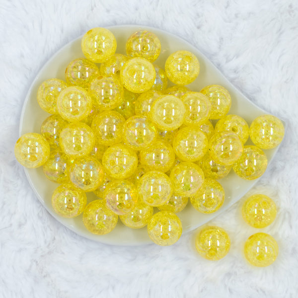 top view of a pile of 20mm Yellow Crackle AB Chunky Bubblegum Beads