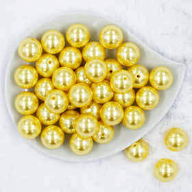 20mm Yellow Faux Pearl Acrylic Chunky Bubblegum Beads