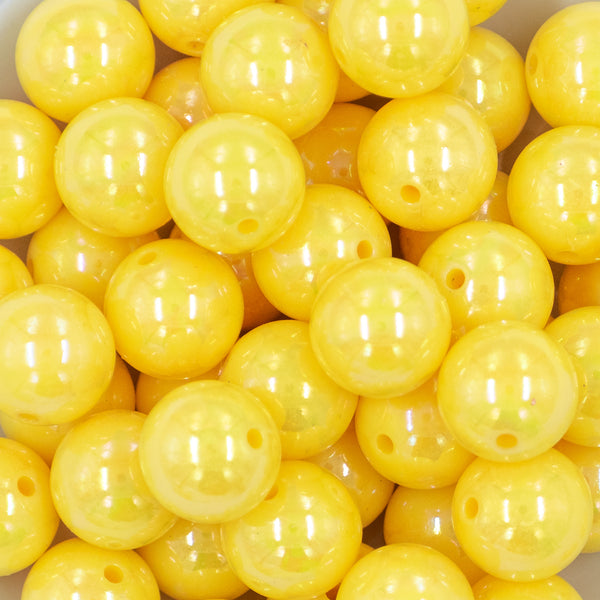 20mm Yellow Solid AB Acrylic Chunky Bubblegum Beads see