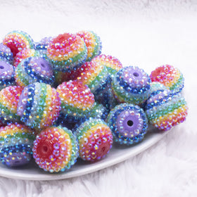 22mm Rainbow Confetti AB Rhinestone Bubblegum Beads