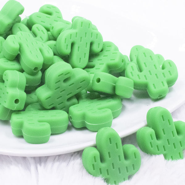 front view of a Cactus Silicone Focal Bead Accessory - 23mm x 25mm
