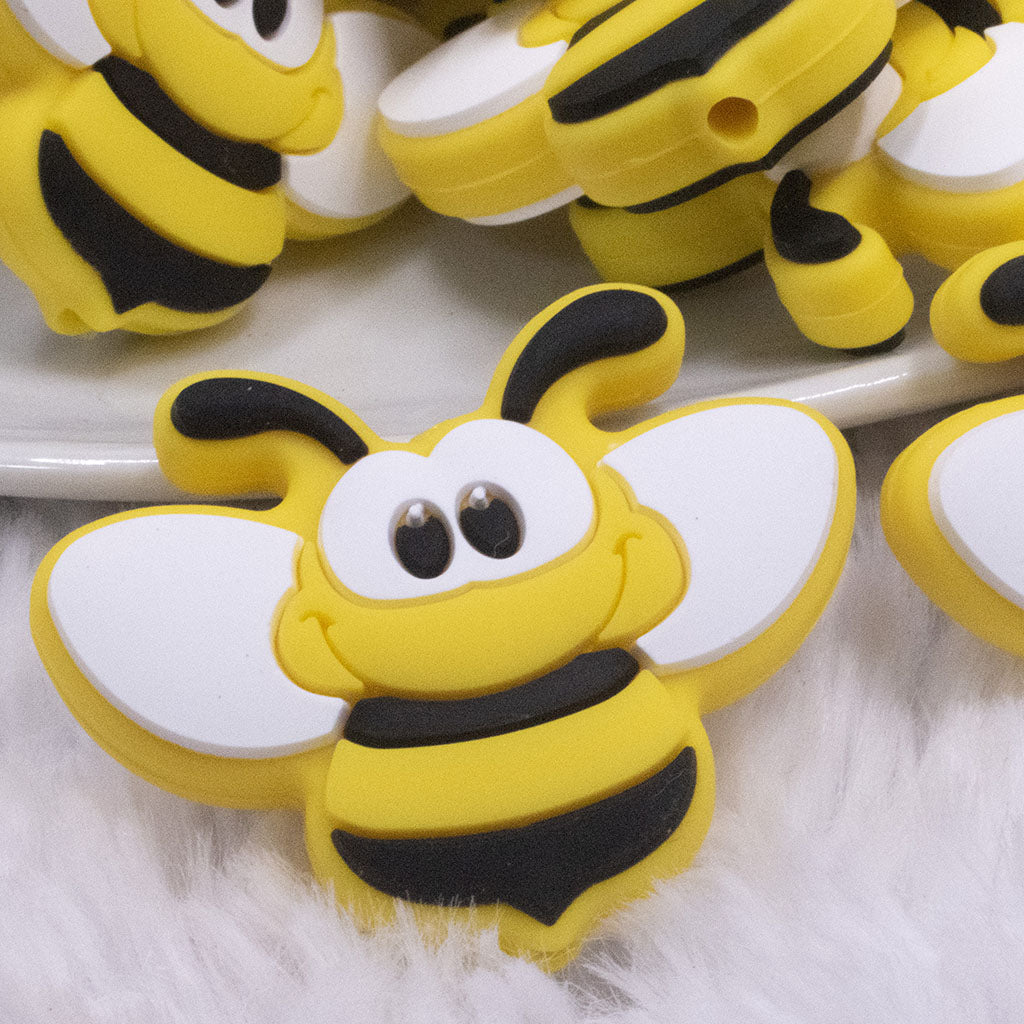 Bee Focal Bead 29*25mm, Jewelry Making, Silicone Focal Beads, Bulk Silicone  Beads, Bee Shape Loose Beads, DIY ID Badge Holder