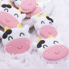 macro view of a Cow with Pink Nose Silicone Focal Bead Accessory - 29mm x 28mm