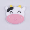 top view of a Cow with Pink Nose Silicone Focal Bead Accessory - 29mm x 28mm