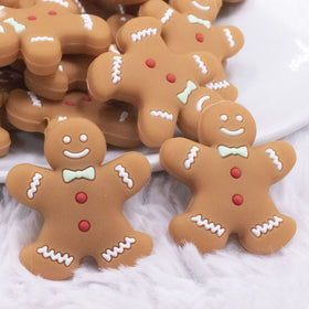 Gingerbread Man Silicone Focal Bead Accessory - 27mm x 30mm