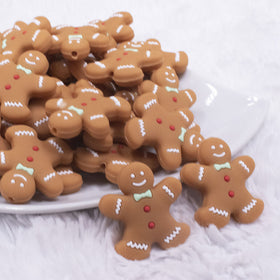 Gingerbread Man Silicone Focal Bead Accessory - 27mm x 30mm