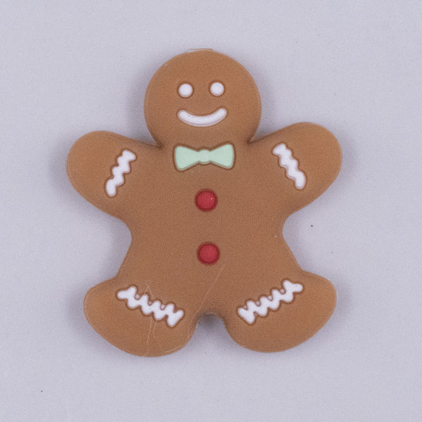top view of a Gingerbread Man Silicone Focal Bead Accessory - 27mm x 30mm