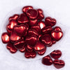 Top view of a pile of 27mm Red Pearl Heart Acrylic Bubblegum Beads