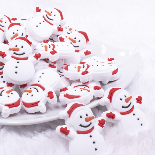 Front view of Snowman Silicone Focal Bead Accessory - 29mm x 32mm