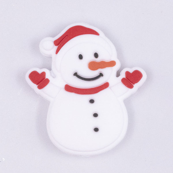 Macro view of Snowman Silicone Focal Bead Accessory - 29mm x 32mm