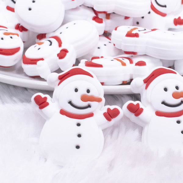 Close up view of Snowman Silicone Focal Bead Accessory - 29mm x 32mm