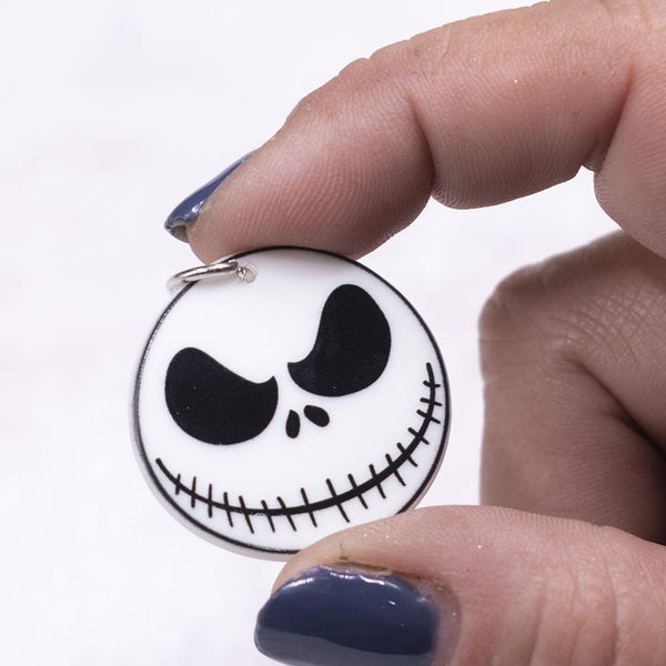 Front view of a Skull face Nightmare Before Christmas Resin charm 30x30mm