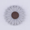 Top view of a gray 30mm silicone daisy flower beads