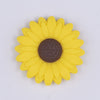 Top view of a Yellow 30mm silicone daisy flower beads