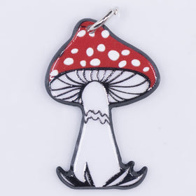Red & White Mushroom pendant with hoop 35x23mm