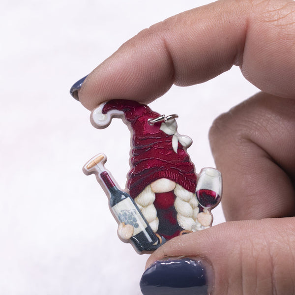 Front view of a Christmas Gnome Female Pendant with hoop 39x32mm